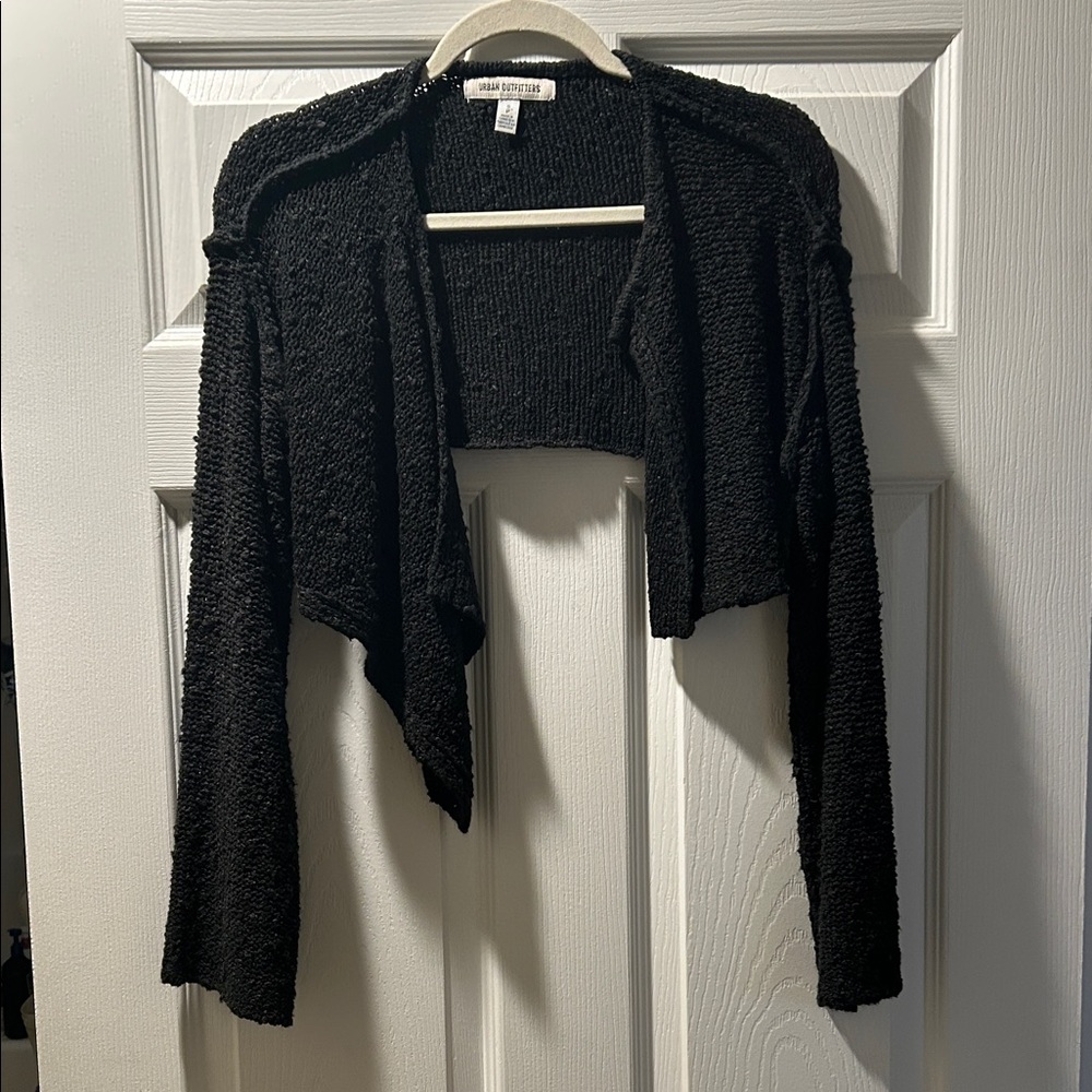 Urban Outfitters Black Open-Front Knit Sweater